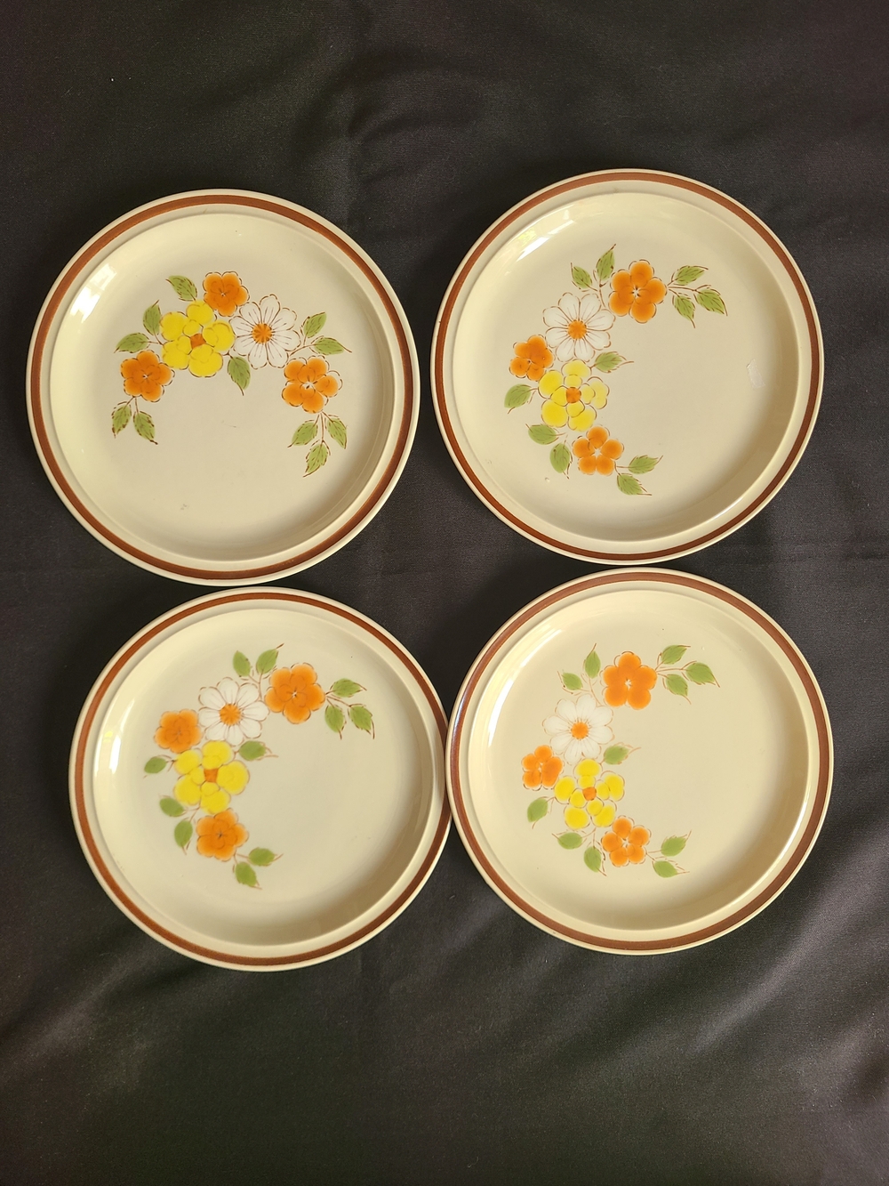 Set Of 4 Flower Garden Salad Plates Interpur Japan